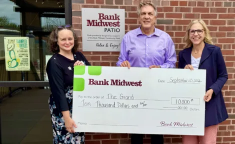 The Grand’s back patio dedicated to Bank Midwest